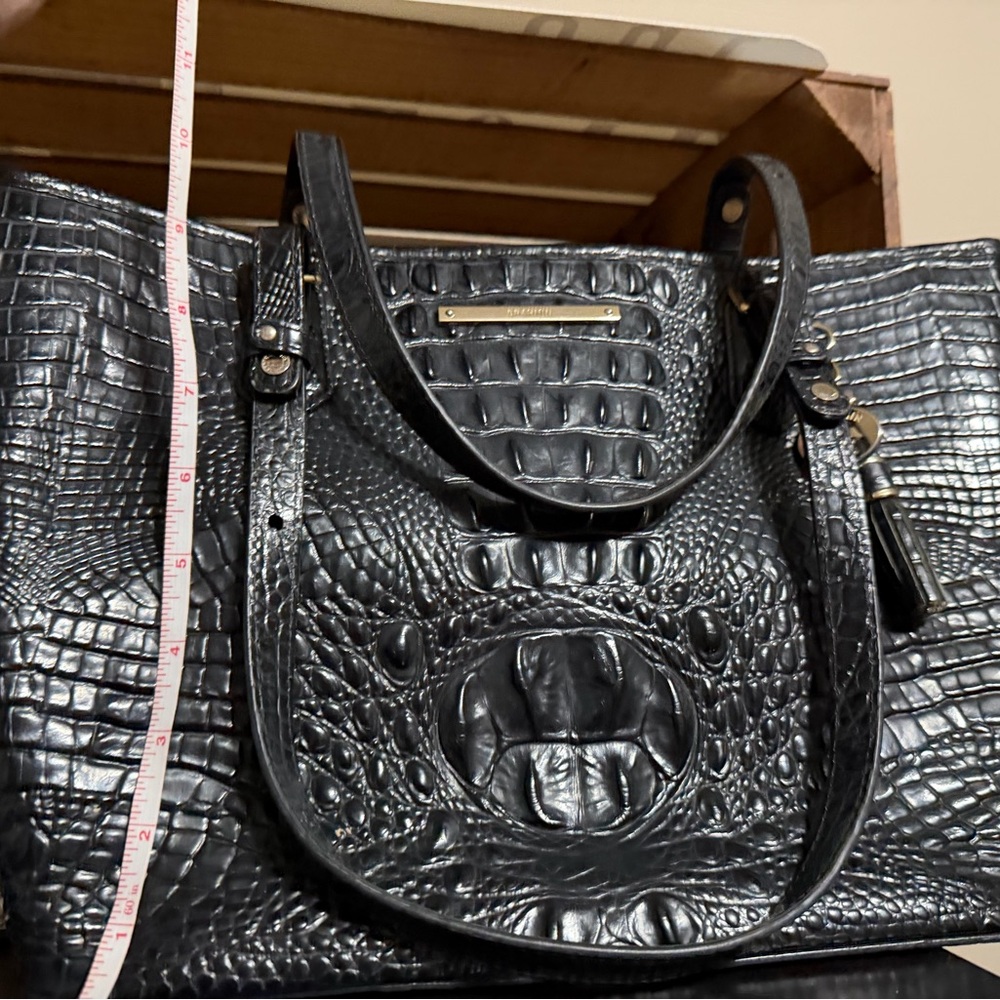 Brahmin Black Croc-Embossed Tote
